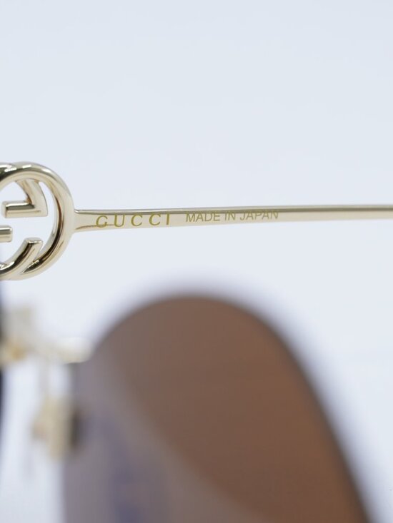 Gucci GG1203S 003 Round Sunglasses - Gold /Brown with Gold Chain main image 6